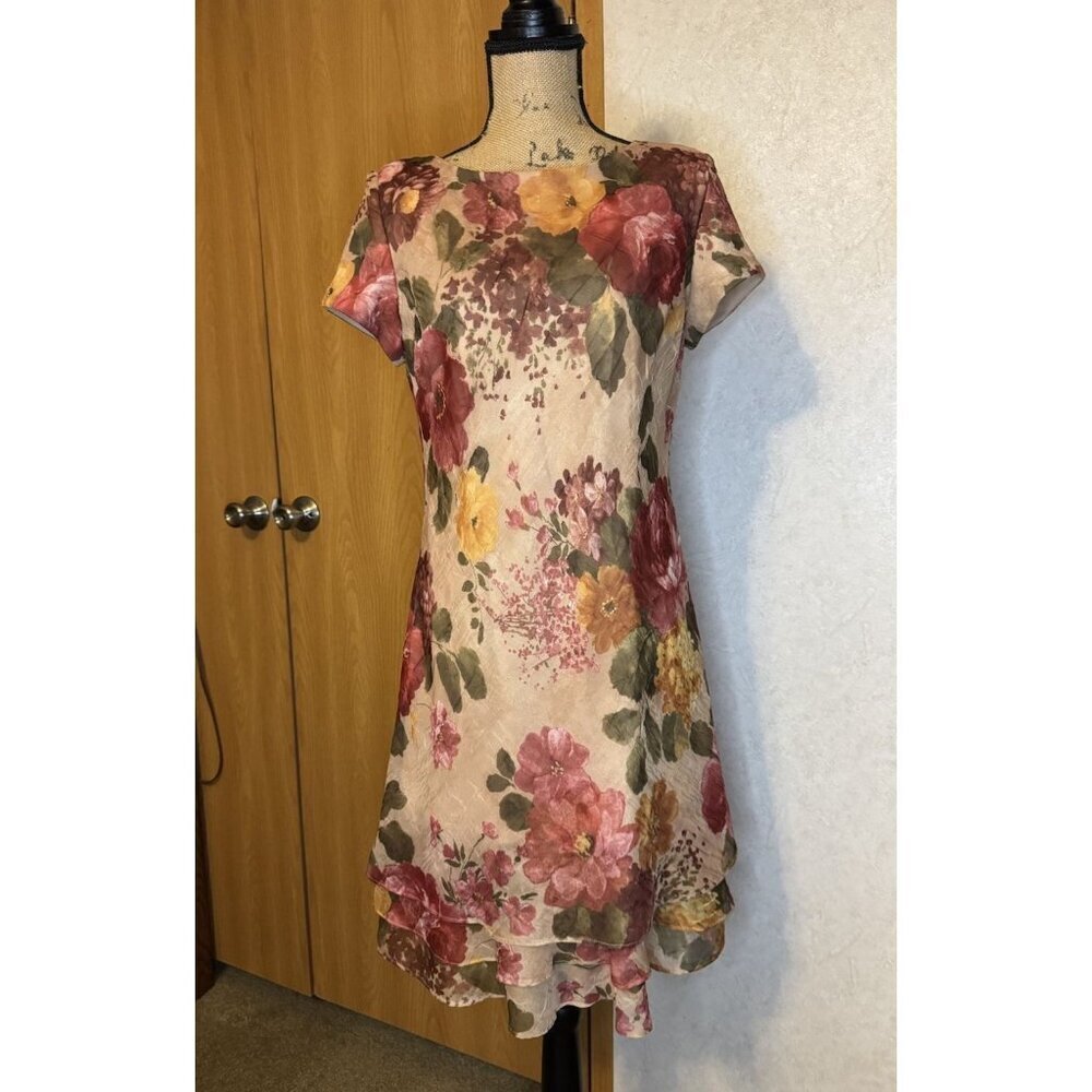 Womens Vintage Fairycore Y2K Floral Dress Tiered Cottagecore Whimsigoth Sz 6P